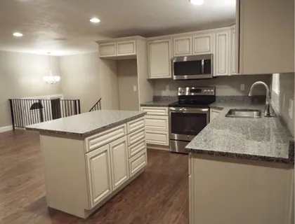 Kitchen remodel with new cabinetry and light counters